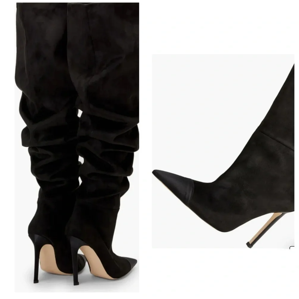 Good American Women's Over the Knee Slouch Boot Black Stiletto NEW Sz 7.5